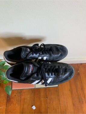 adidas Black Sambas Sneakers with White Stripes
